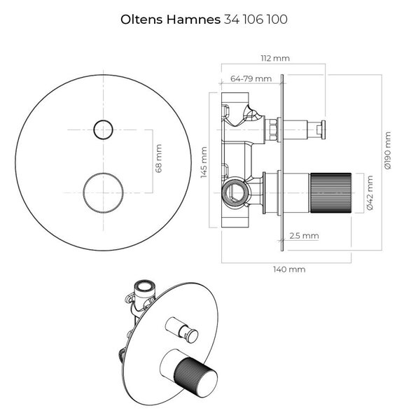 Oltens Hamnes vanová baterie pod omítku chrom 34106100