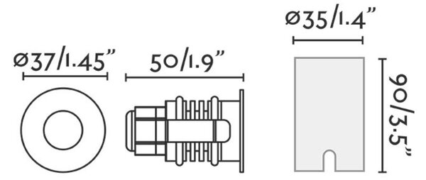 FARO GRUND 37 zapuštěné svítidlo, nerez, černá, 2W