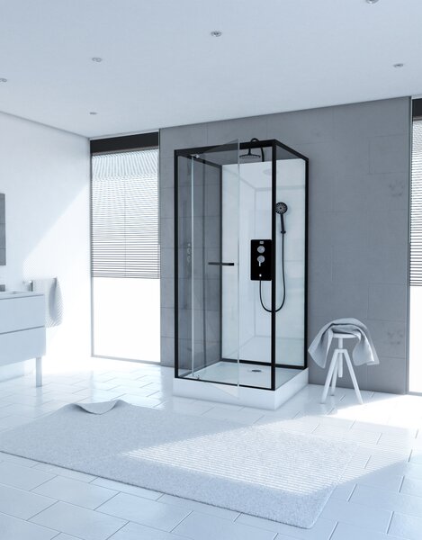 Sprchový komplet MARWELL sprchový kout prefabrikovaný sprchový kout City 90x90 x 230 cm - kompletní sada včetně sprchové vaničky a baterie - sprchový komplet s čelním vstupem