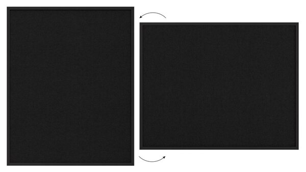 Textilní (plstěná) tabule 100 × 80 cm, černá, v černém dřevěném rámu, TFBLACK108BK