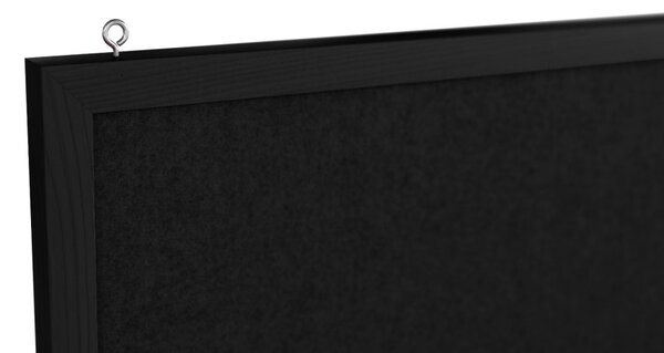 Textilní (plstěná) nástěnka 100 × 40 cm, černá, v černém dřevěném rámu, TFBLACK104BK