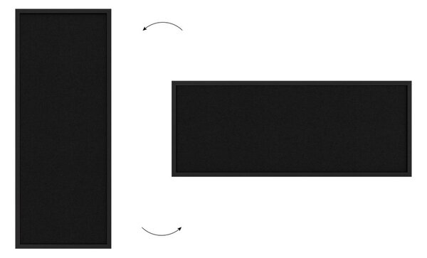 Textilní (plstěná) nástěnka 100 × 40 cm, černá, v černém dřevěném rámu, TFBLACK104BK