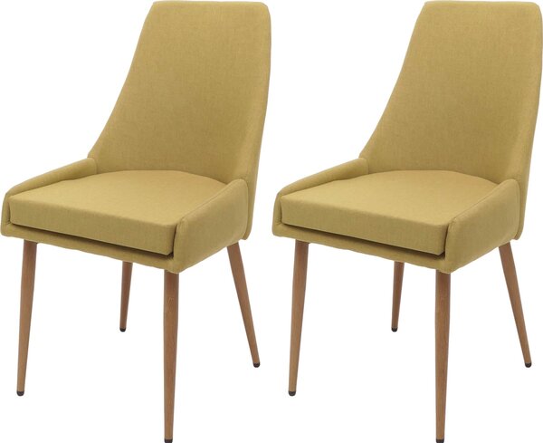 Sada 2 jídelních židlí HWC-O27, kuchyňská židle čalouněná židle, látka/textil (280g/m²) kov zelená