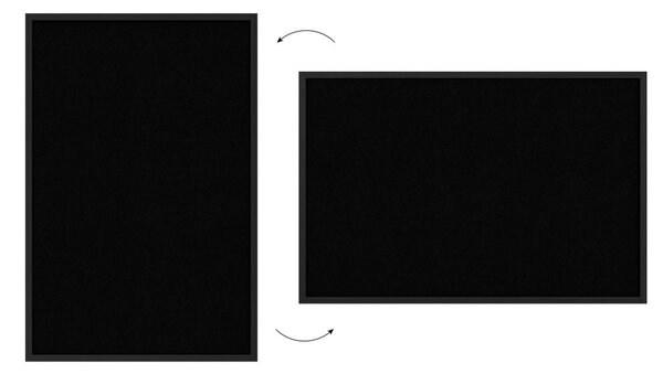 Textilní (plstěná) tabule 90 × 60 cm, černá, v černém dřevěném rámu, TFBLACK96BK