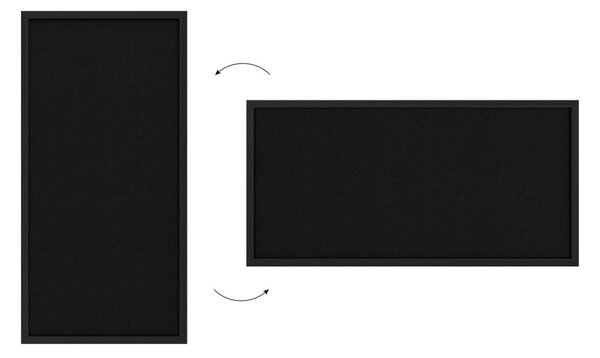 Textilní (plstěná) tabule 80 × 40 cm, černá, v černém dřevěném rámu, TFBLACK84BK