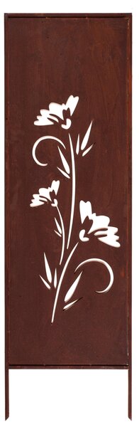 Zahradní dekorativní panel z oceli s patinou „Karafiáty“ 160x50 cm, efekt corten