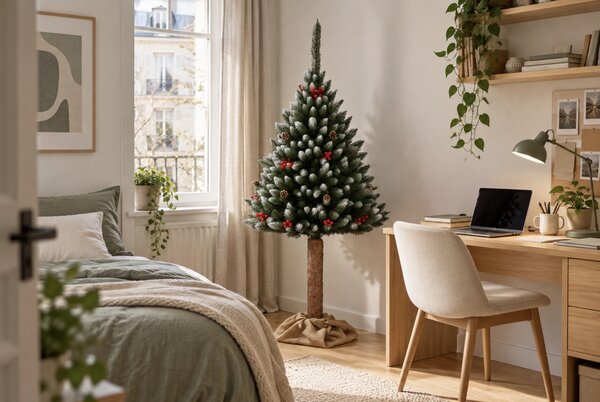 JAKS Vánoční stromek na kmeni s jeřabinami 160 cm červený