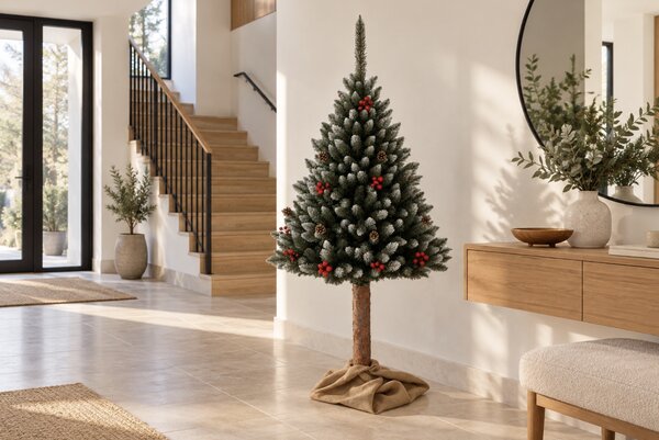 JAKS Vánoční stromek na kmeni s jeřabinami 160 cm červený