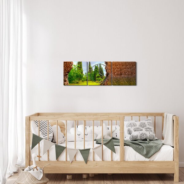 Obraz - Zahrada Eden (s hodinami) (90x30 cm)
