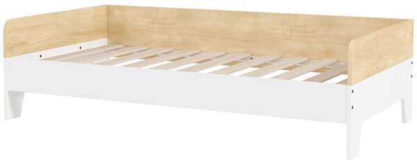 AIYAPLAY Dětská postel pro děti od 3 let 140x70 cm dřevěná postel s nosností 80 kg - bílá a přírodní | Aosom