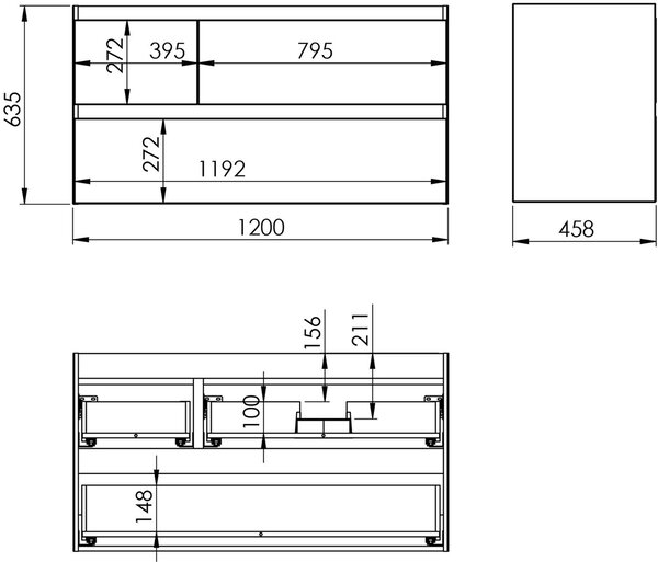 Elita Split skříňka 120x45.8x63.5 cm pod umyvadlo závěsná zelená RE012005157010