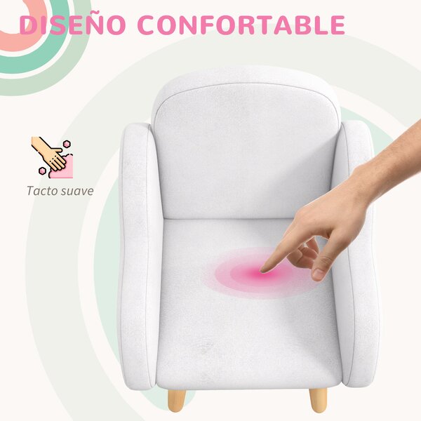 Dětské křeslo ZONEKIZ Infant s designem mraků, super jemné na dotek a 4 nohama pro děti 18-36 měsíců, nosnost 40 kg, 46x51x55 cm Bílá | Aosom