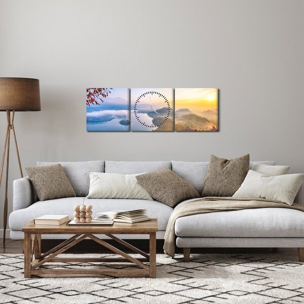 Obraz - Bledské jezero (s hodinami) (90x30 cm)