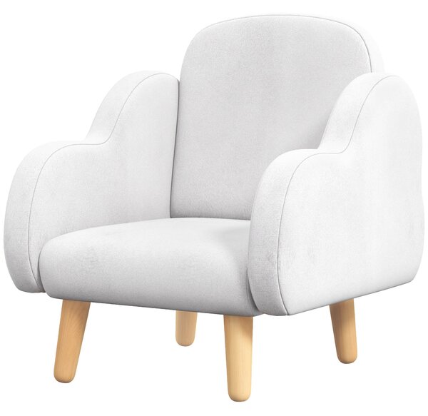 Dětské křeslo ZONEKIZ Infant s designem mraků, super jemné na dotek a 4 nohama pro děti 18-36 měsíců, nosnost 40 kg, 46x51x55 cm Bílá | Aosom