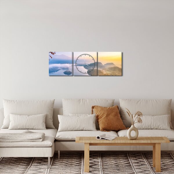 Obraz - Bledské jezero (s hodinami) (90x30 cm)