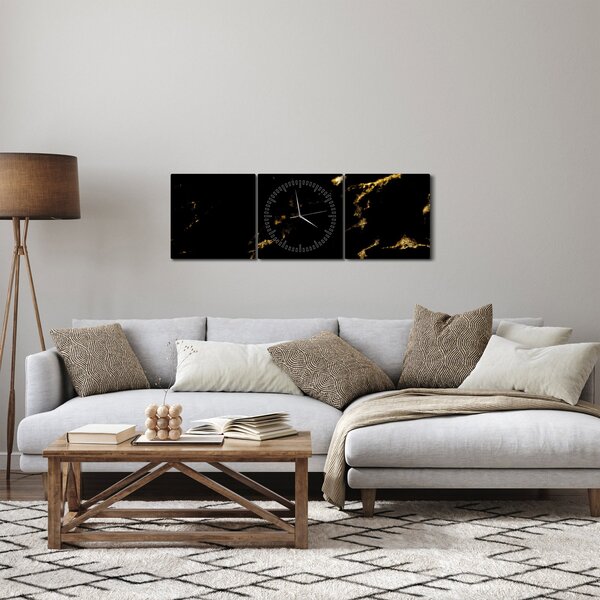 Obraz - Zlaý dekor (s hodinami) (90x30 cm)