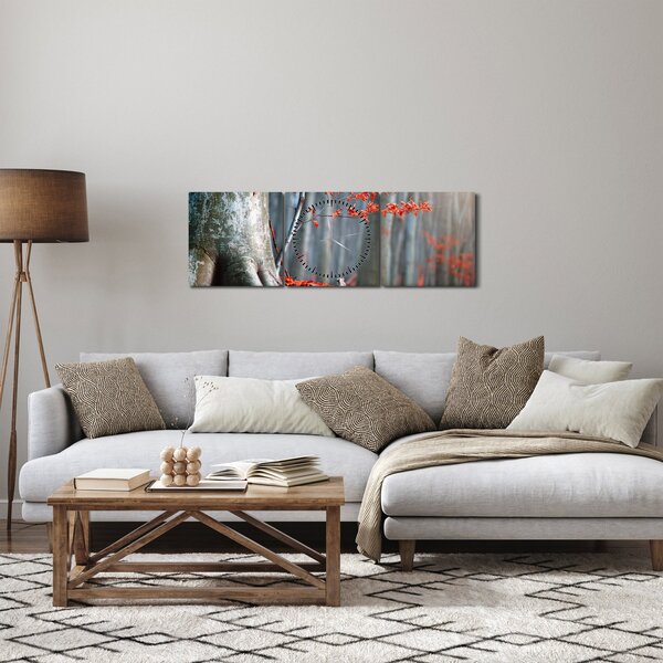 Obraz - Podzim (s hodinami) (90x30 cm)