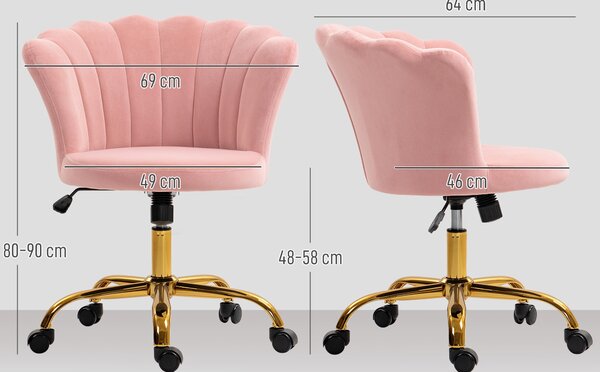 HOMCOM Velké Kancelářské Křeslo, Make-up Křeslo s Hřibovým Opěradlem, Nastavitelná Výška, Houpací Funkce, Polstrované a Otočné Sedadlo, Shell Křeslo p