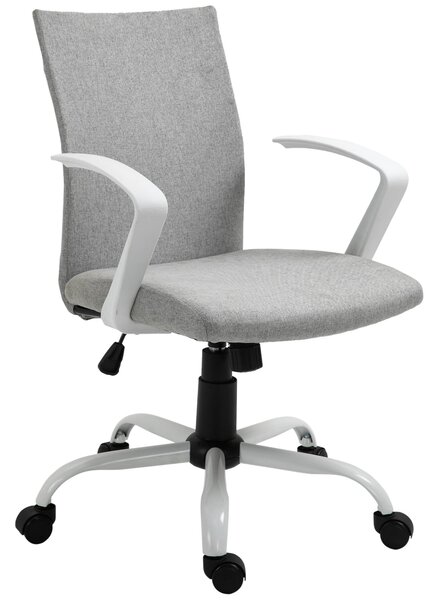 Vinsetto Kancelářská Židle s Nastavitelnou Výškou, Houpací Funkcí, Otáčecí Kancelářská Židle s Nosností 120 Kg, 61 x 61 x 99 cm Světle Šedá a Bílá | A