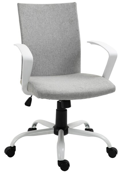 Vinsetto Kancelářská Židle s Nastavitelnou Výškou, Houpací Funkcí, Otáčecí Kancelářská Židle s Nosností 120 Kg, 61 x 61 x 99 cm Světle Šedá a Bílá | A