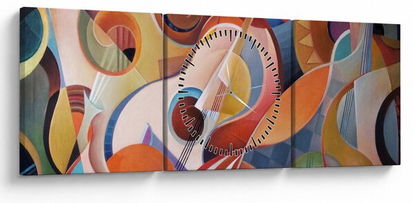 Obraz - Hudební abstrakt (s hodinami) (90x30 cm)