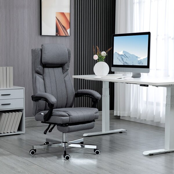 Ergonomická kancelářská židle Vinsetto s nastavitelnou výškou, sklopným opěradlem, opěrkami rukou, opěrkou pro nohy a hlavou, otočná kancelářská židle