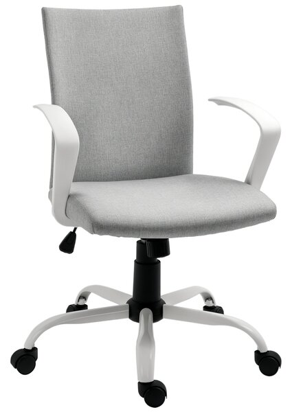 Vinsetto Kancelářská Židle s Nastavitelnou Výškou, Houpací Funkcí, Otáčecí Kancelářská Židle s Nosností 120 Kg, 61 x 61 x 99 cm Světle Šedá a Bílá | A