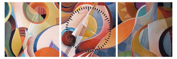 Obraz - Hudební abstrakt (s hodinami) (90x30 cm)