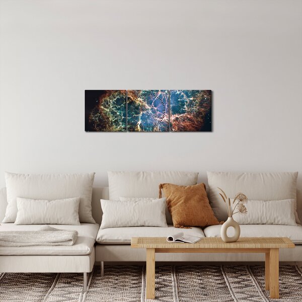 Obraz - Krabí mlhovina (s hodinami) (90x30 cm)