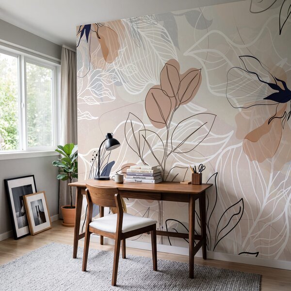 Fototapeta Jemné květinové vzory v jemných odstínech, Abstraktní fototapety, Populární fototapety - Tapeko.co.cz