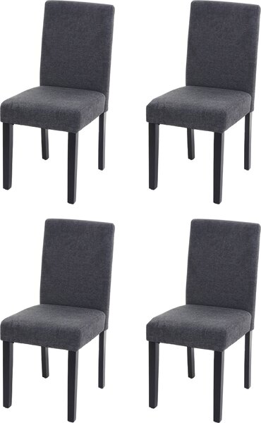 Sada 4 jídelních židlí Kuchyňská židle Littau Textil, antracitově šedá, tmavé nohy