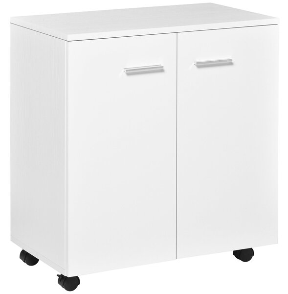 HOMCOM Mobilní TV Stánek Dřevěný Kancelářský Regál S Kolíčky a 2 Dveřmi 60x35x65cm | Aosom