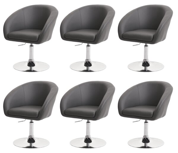 Sada 6 jídelních židlí HWC-F19, kuchyňská židle otočná židle lounge chair, otočná výškově nastavitelná Imitace kůže šedá
