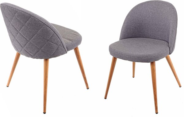Sada 2 jídelních židlí HWC-D53, židle kuchyňská židle, retro design 50. let, látka/textil tmavě šedá