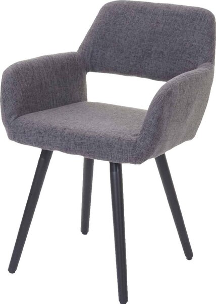 Jídelní židle HWC-A50 II, židle kuchyňská židle, retro design 50. let textil, šedá, tmavé nohy