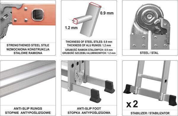 VOREL Žebřík MULTIFUNKČNÍ 4x3 Vorel