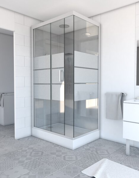 Kompletní sprchový kout MARWELL Kompletní sprchový kout Grey River 2 Obdélník 80 x 110 x 215 cm - Kompletní sada včetně sprchové vaničky a baterie - Rohový sprchový kout s čelním vstupem - Sprchový kout s vysoce kvalitními hliníkovými profily