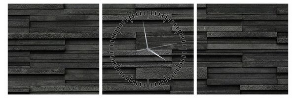 Obraz - Kamenná textura (s hodinami) (90x30 cm)