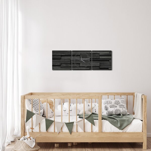 Obraz - Kamenná textura (s hodinami) (90x30 cm)