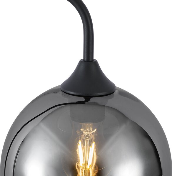 Art Deco stojací lampa černá s kouřovým sklem - Sandra