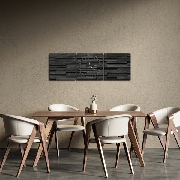 Obraz - Kamenná textura (s hodinami) (90x30 cm)