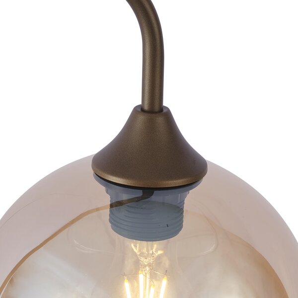 Art Deco stojací lampa tmavě bronzová s jantarovým sklem - Sandra