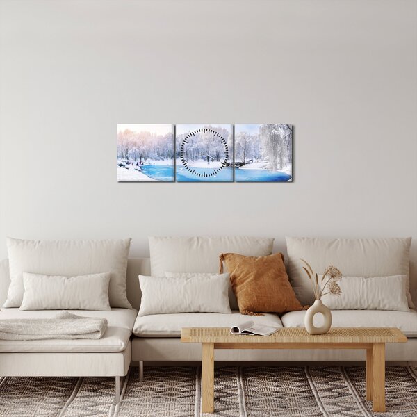 Obraz - Ledové jezero (s hodinami) (90x30 cm)