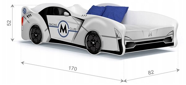 Dětská postel auto SCOTT 160x80 cm - bílá (19)