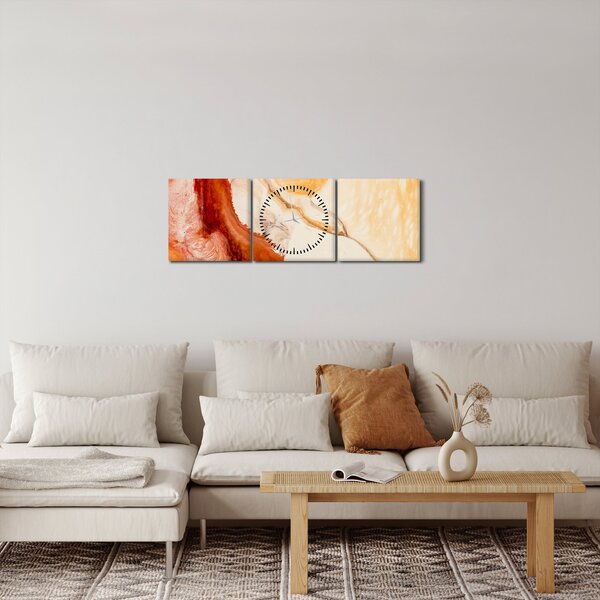 Obraz - Abstraktní malba (s hodinami) (90x30 cm)