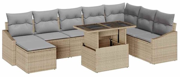 Set pohovek 9 ks Béžová a Světle šedá polyratan 3349056