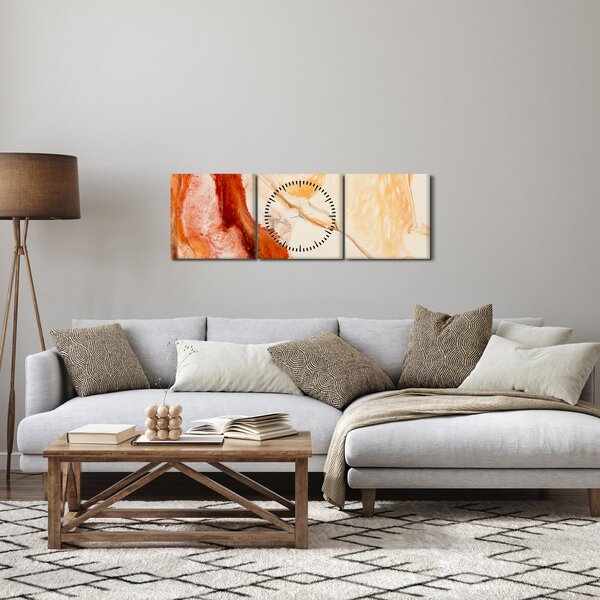 Obraz - Abstraktní malba (s hodinami) (90x30 cm)