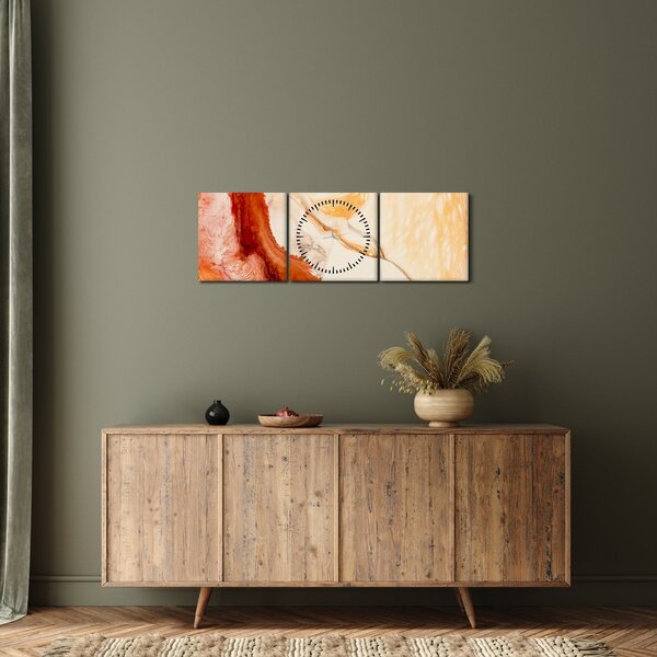 Obraz - Abstraktní malba (s hodinami) (90x30 cm)