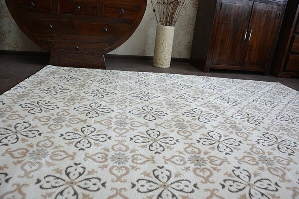 Dywany Lusczow Kusový koberec ARGENT - W4949 květiny krémový, velikost 160x220