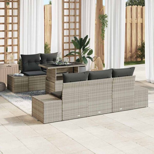 Set pohovek 6 ks Světle šedá polyratan 3349098